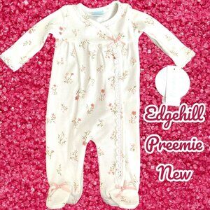 New-Preemie EDGEHILL COLLECTION pink floral Footed Outfit ￼Doll Sleeper